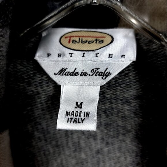 Talbots Women's Vtg Medium Petite Neutral Sweater Wool Angora Striped Cardigan - Picture 4 of 11